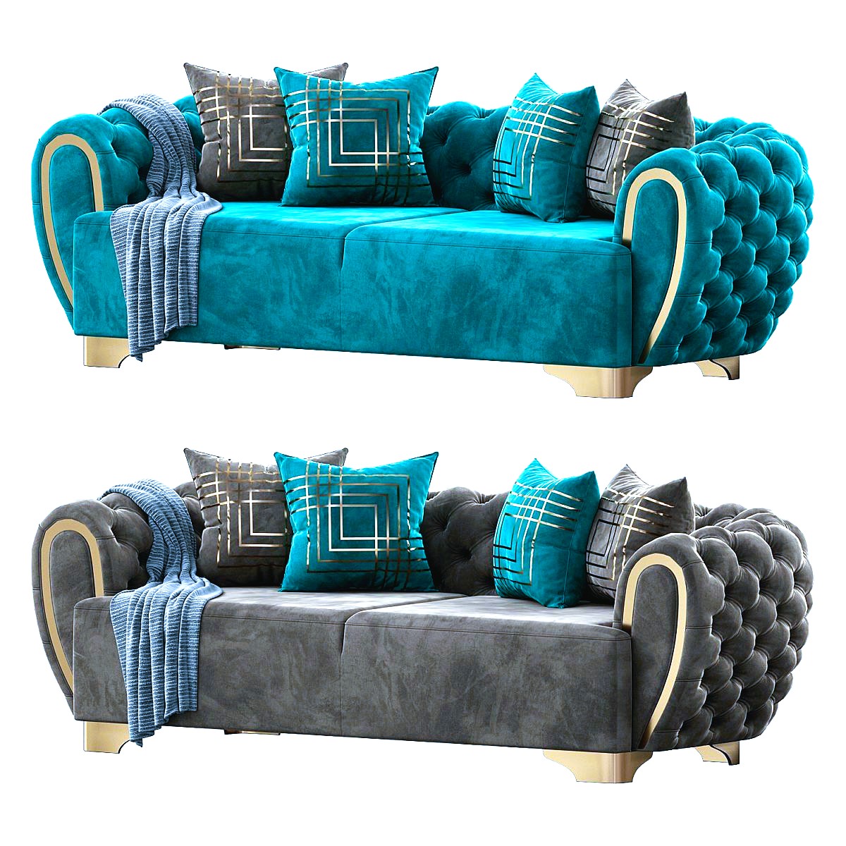 Regalia Crest Tufted Velvet Sofa